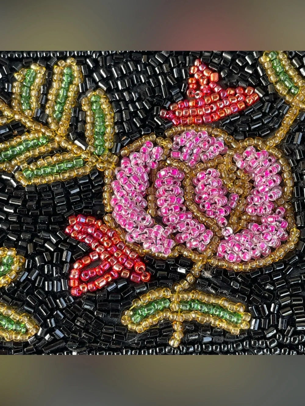 Beaded rose flower wristlet bag purse mini